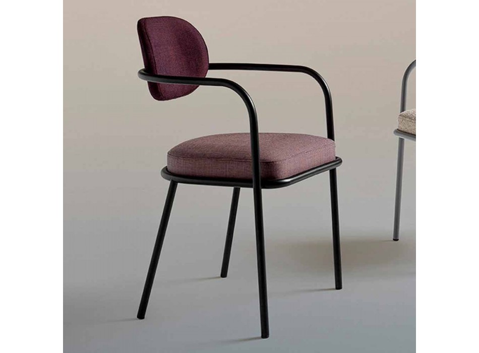 Vintage designová židle s područkami z oceli a barevné látky - Ula Viadurini