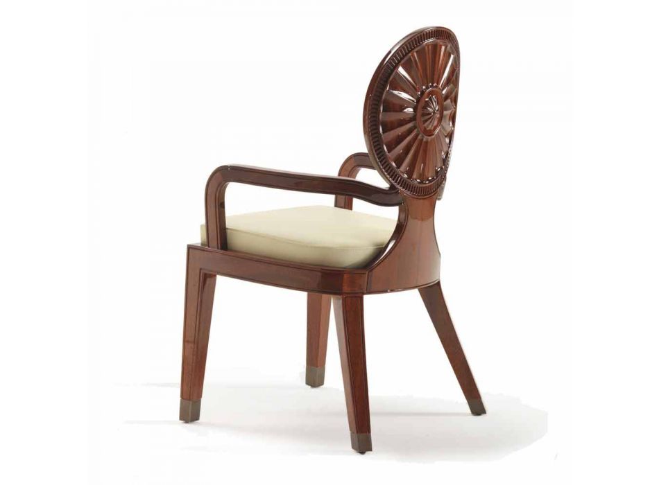 Židle s polstrovanými opěrkami na hladké dřevo Nicole, luxusní designový Viadurini