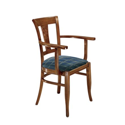 Židle s područkami z buku polstrovaná pěnovou gumou Made in Italy - Eldarite Viadurini