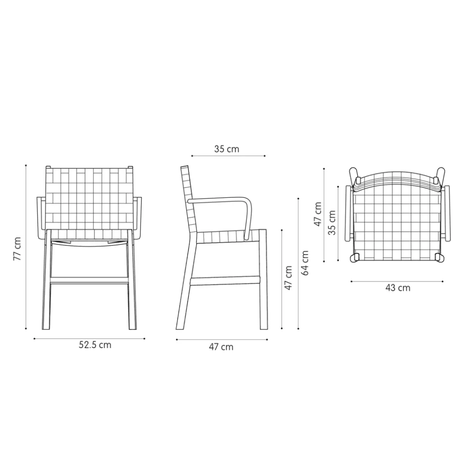 Židle s područkami z běleného buku a koženým sedákem Made in Italy - Nora Viadurini
