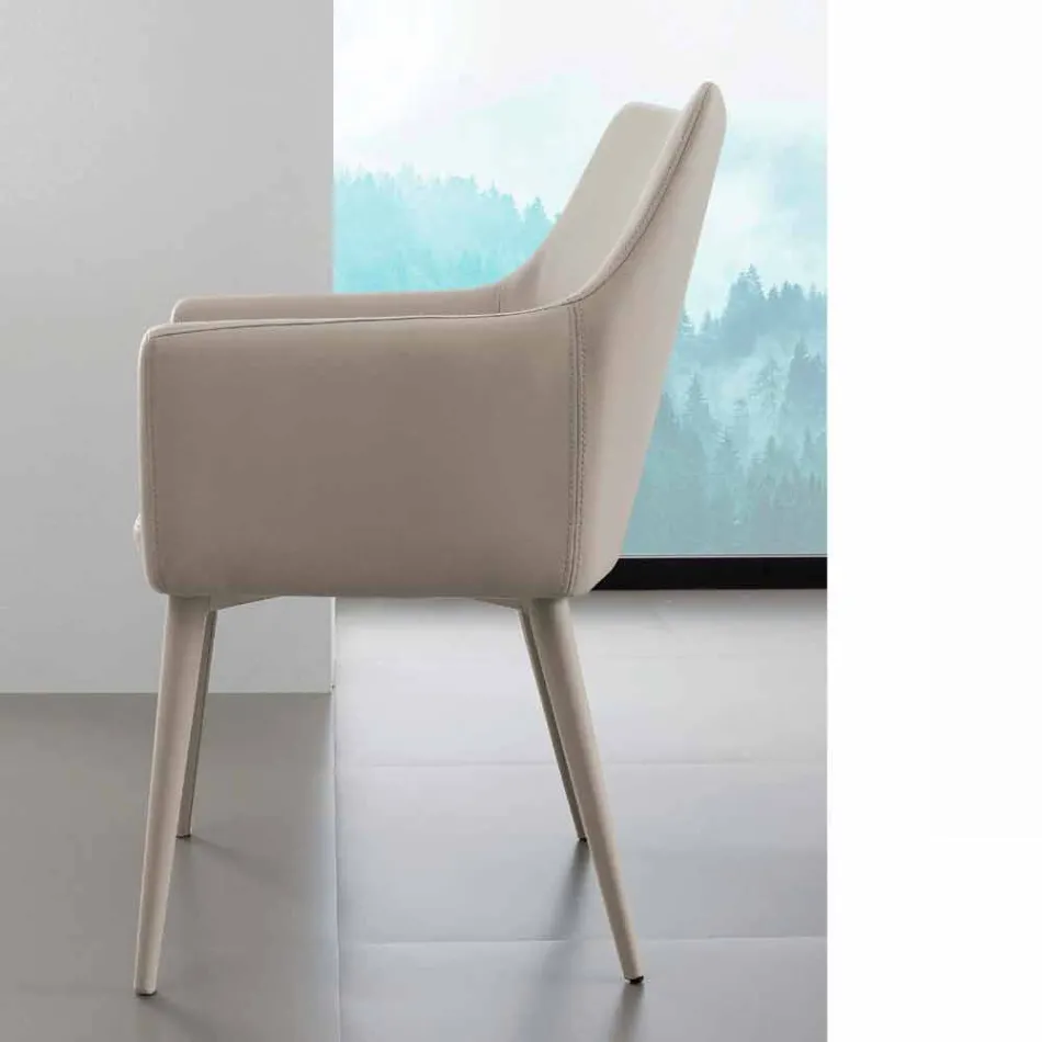 Kovová židle s područkami potažená ekokůží Carlina Viadurini