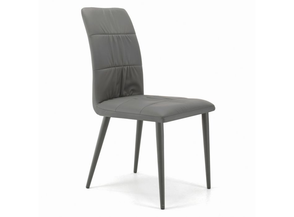 Židle s lakovanými ocelovými nohami a čalouněným sedákem Made in Italy - Brescia Viadurini