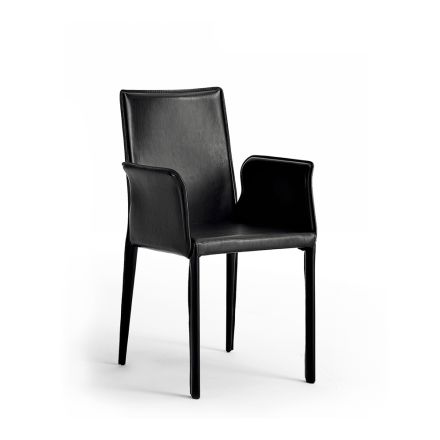Židle s ocelovou strukturou potaženou kůží - moderní design Jolie Viadurini