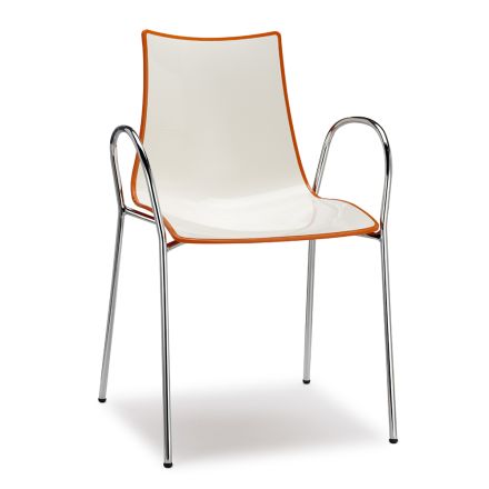 Dvoubarevná kuchyňská židle z oceli a polymeru Made in Italy, 2 kusy - Fedora Viadurini