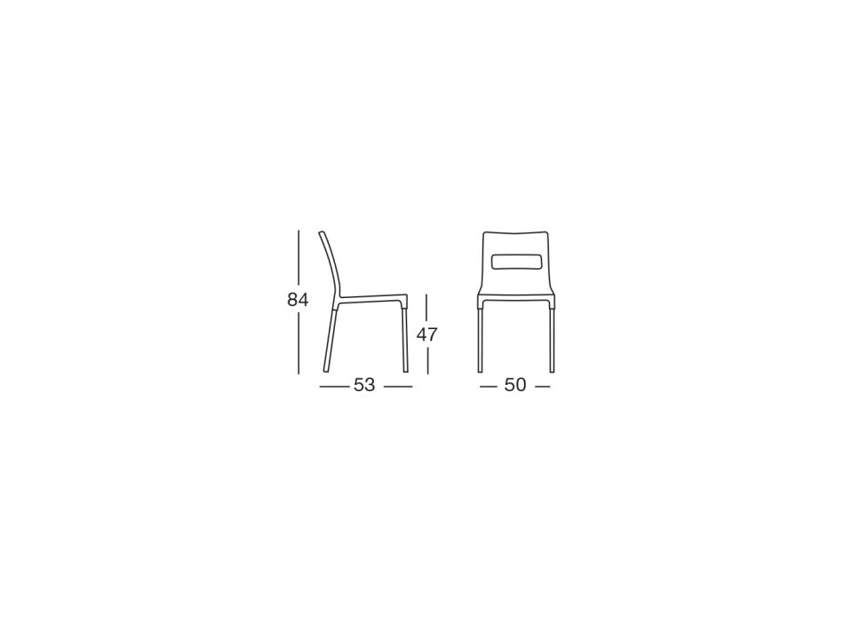 Kuchyňská židle se skořepinou z technopolymeru Made in Italy 2 kusy – maximum Viadurini