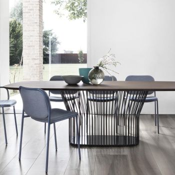 Čalouněná kuchyňská židle z látky a kovu Made in Italy 2 kusy - Sangria