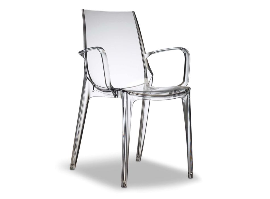 Stohovatelná kuchyňská židle transparentní nebo kouřový polykarbonát, 2 kusy - Sienna Viadurini