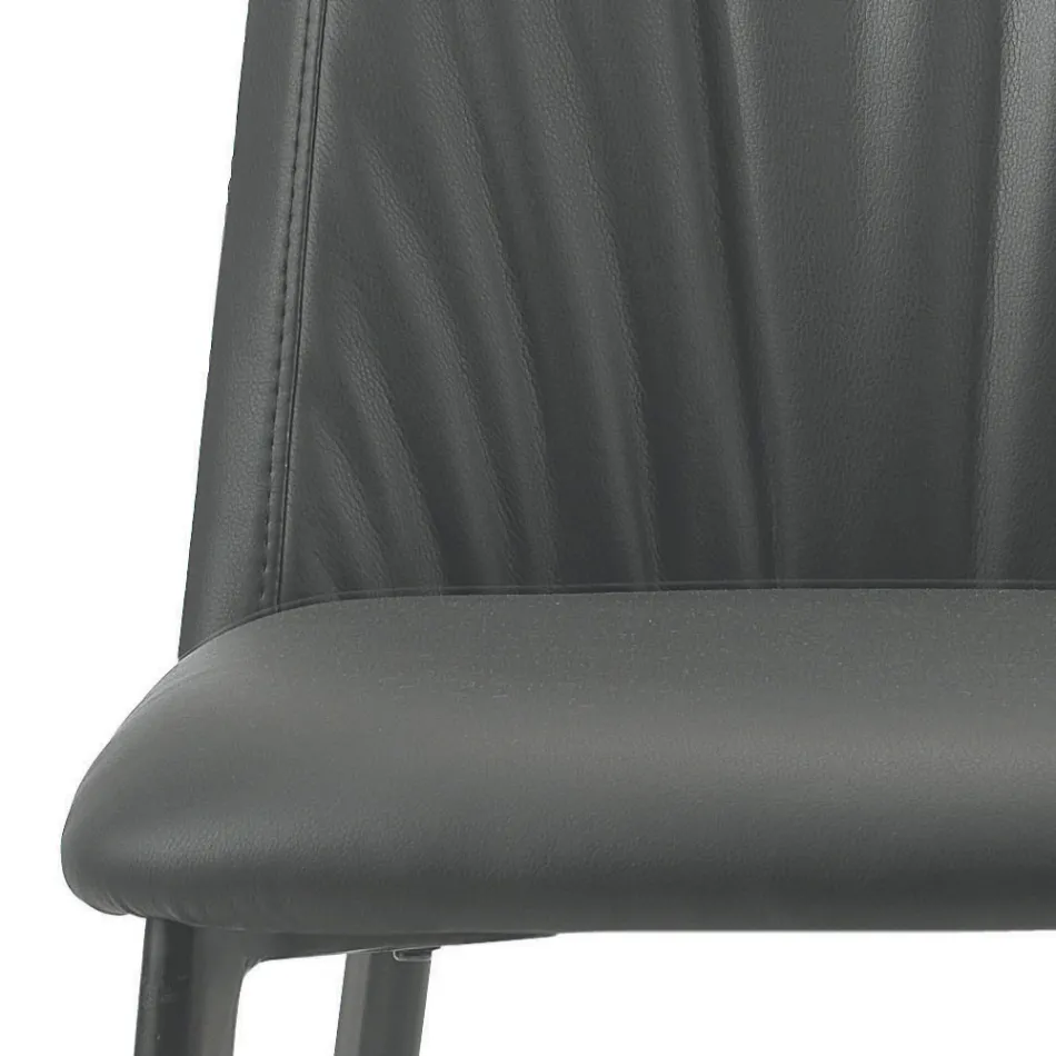 Kuchyňská židle z umělé kůže a oceli Made in Italy 4 kusy - Alexia Viadurini