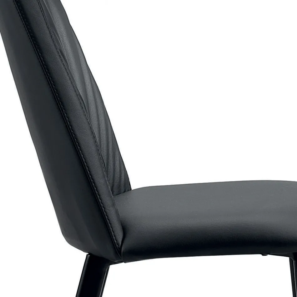 Kuchyňská židle z umělé kůže a oceli Made in Italy 4 kusy - Alexia Viadurini