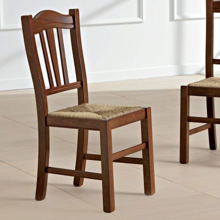 Kuchyňská židle z bukového dřeva a slámy italský klasický design - Hegel Viadurini