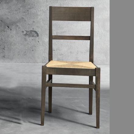 Kuchyňská židle z bukového dřeva a sedák ve slaměném italském designu - Davina Viadurini