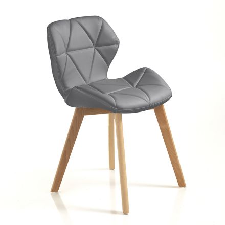 Kuchyňská židle ze syntetické kůže a masivního dřeva 2 kusy - Fiorenzuola Viadurini