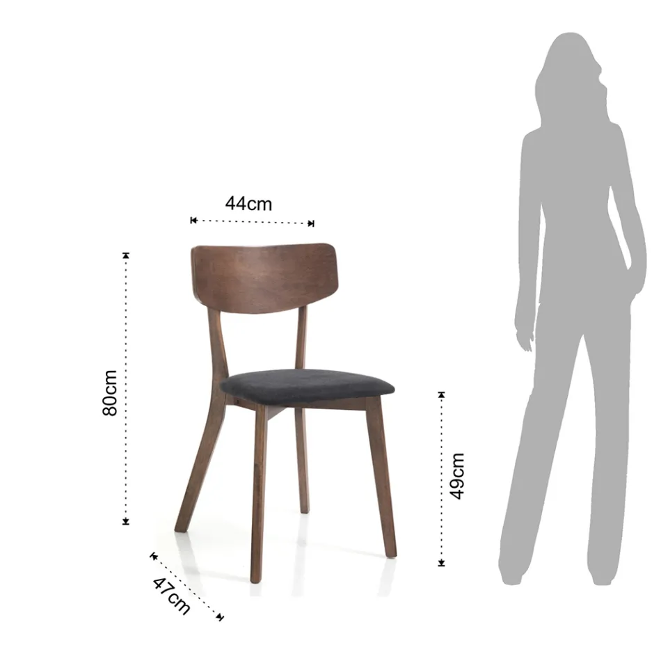 Kuchyňská židle z látky se strukturou z masivního dřeva 2 kusy - Tonino Viadurini