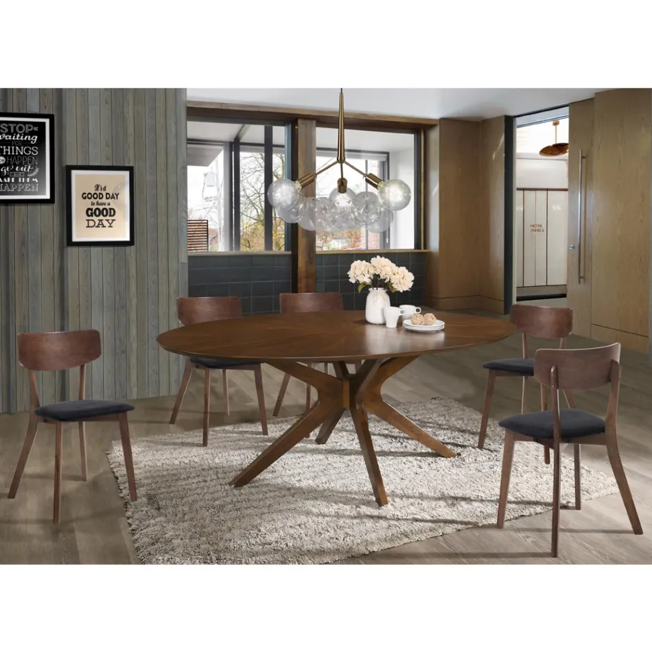 Látková kuchyňská židle se 2dílnou konstrukcí z masivního dřeva - Tonino Viadurini