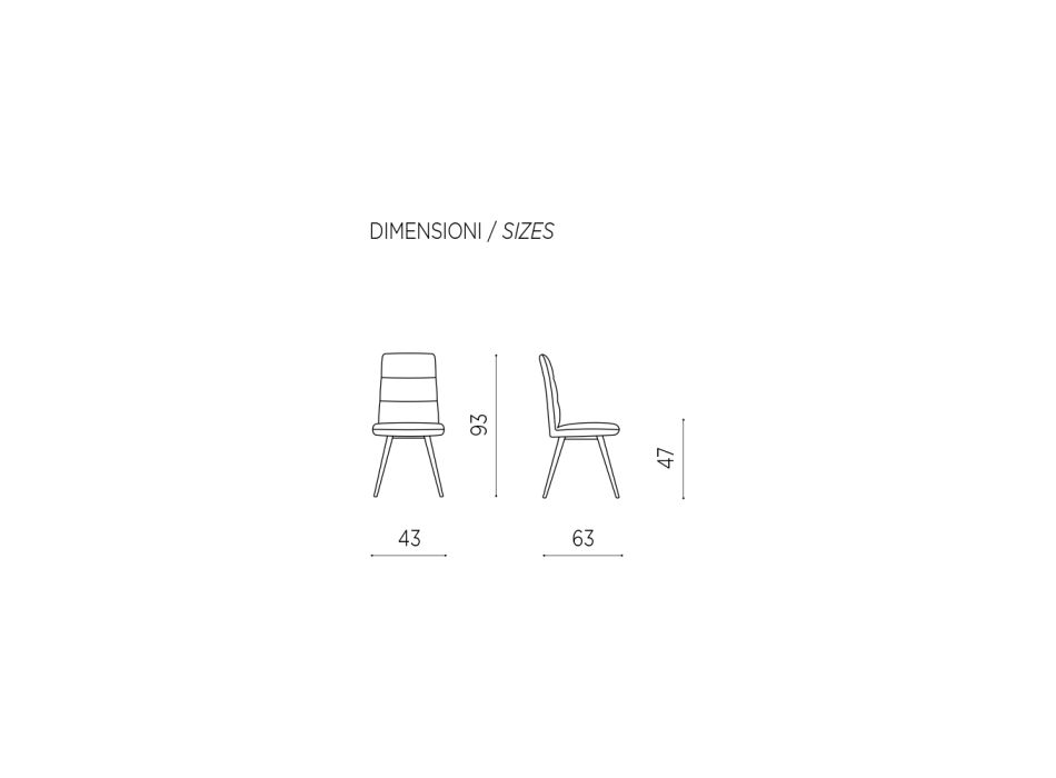 Kuchyňská židle z látky s lakovanou kovovou konstrukcí 2 kusy - Rodrigo Viadurini