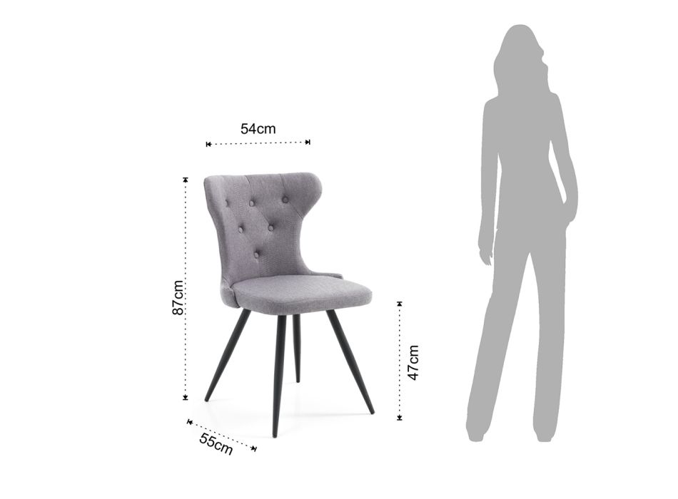 Kuchyňská židle čalouněná látkou s kovovými nohami 2 kusy - Valentina Viadurini
