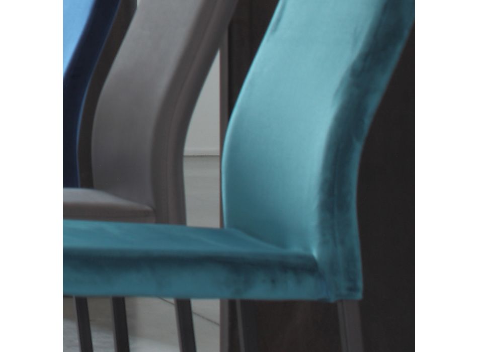 Kuchyňská židle s kovovými nohami a sametovým sedákem, 4 kusy - Darvina Viadurini