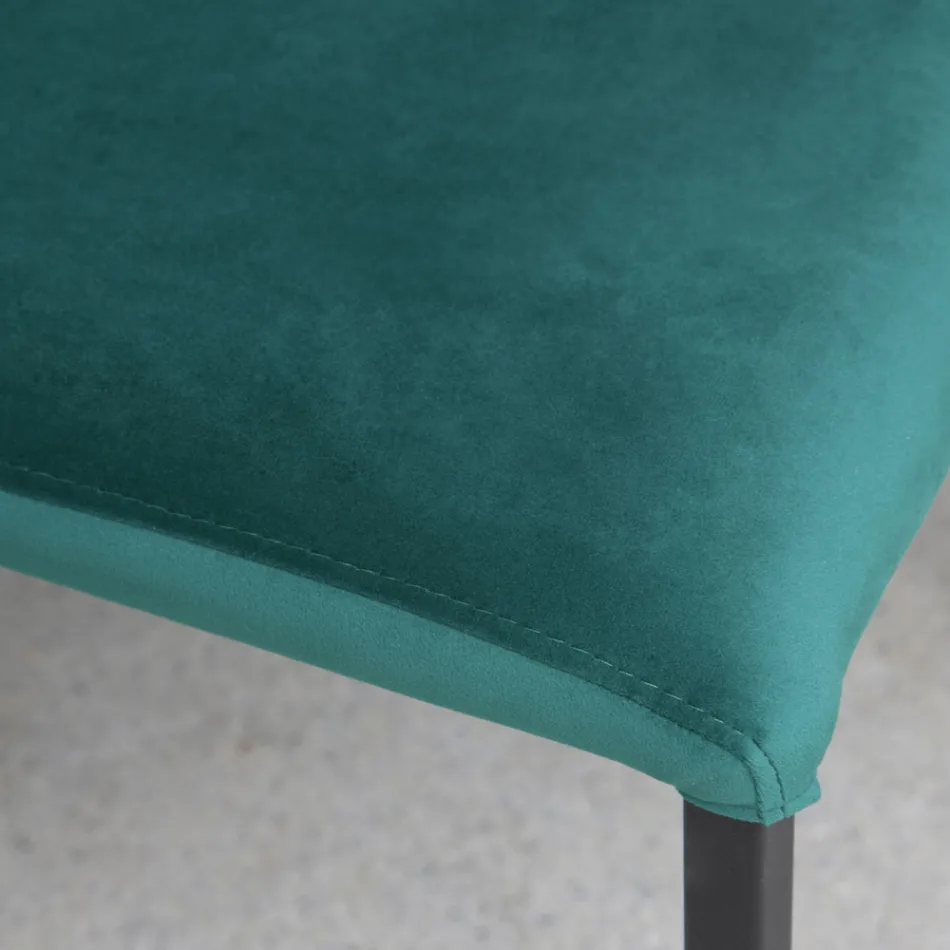 Kuchyňská židle s kovovými nohami a sametovým sedákem, 4 kusy - Darvina Viadurini