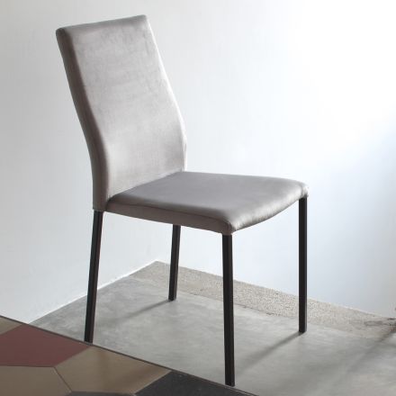 Kuchyňská židle s kovovými nohami a sametovým sedákem, 4 kusy - Darvina Viadurini