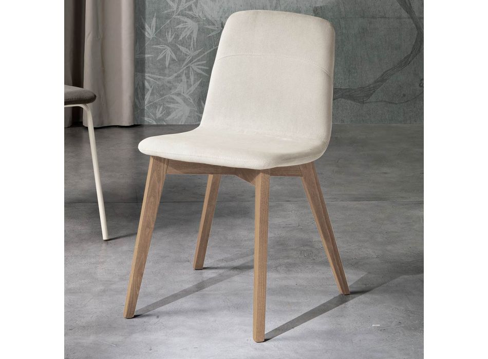 Designová kuchyňská židle ze dřeva a látky vyrobená v Itálii, Egizia Viadurini