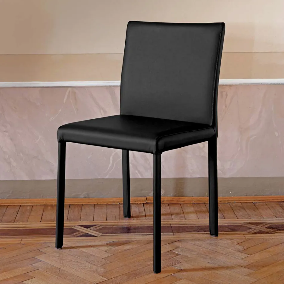 Designová kuchyňská židle plně čalouněná kůží Made in Italy - Tara Viadurini