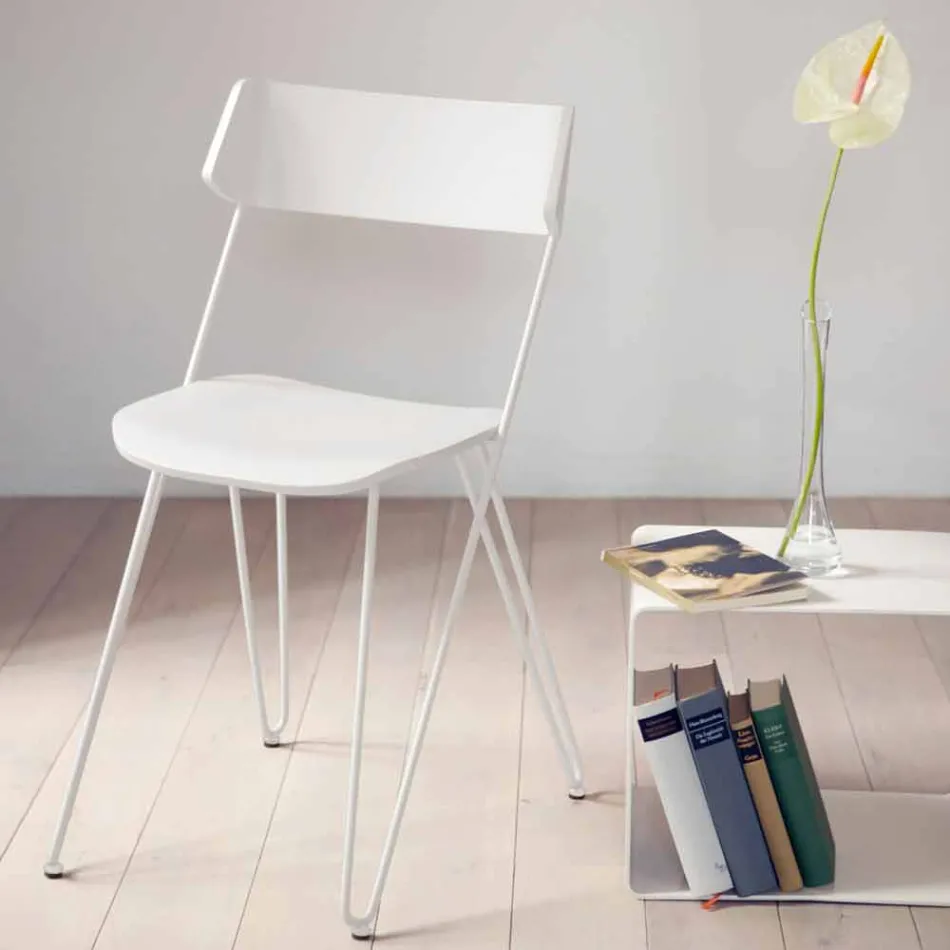 Ručně vyrobená kuchyňská židle ze dřeva a ušlechtilé oceli vyrobená v Itálii - Granada Viadurini