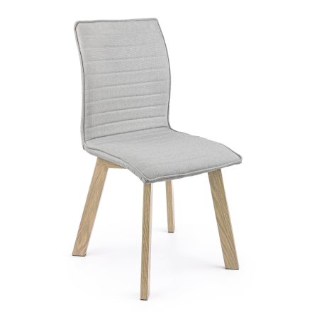 Kuchyňská židle z oceli s efektem dřeva a šedé látky 4 ks - Monico Viadurini