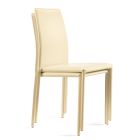 Kuchyňská židle z kůže a oceli Ivory Made in Italy - Cigno Viadurini