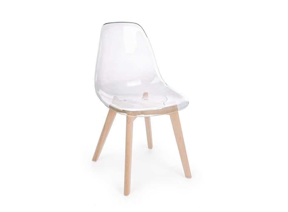 Kuchyňská židle v provedení bukové dřevo a polykarbonát 4 kusy - Pisy Viadurini