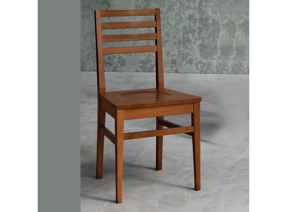 Kuchyňská židle z bukového dřeva a sedák z masivního dřeva - Rabasse Viadurini