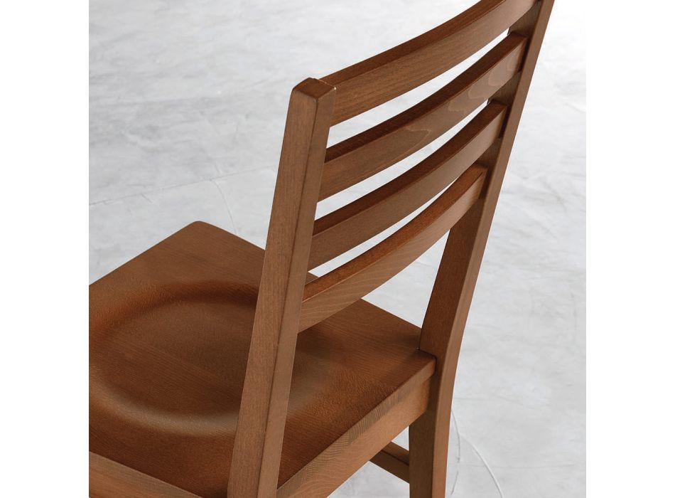 Kuchyňská židle z bukového dřeva a sedák z masivního dřeva - Rabasse Viadurini