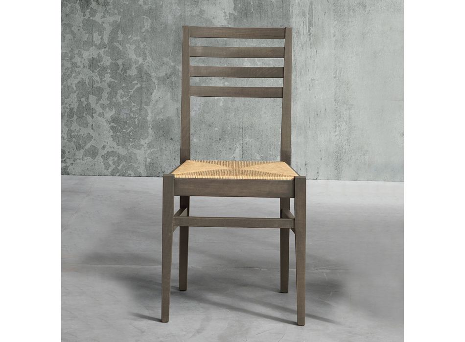 Kuchyňská židle z bukového dřeva a sedák z kukuřičné slámy - Rabasse Viadurini