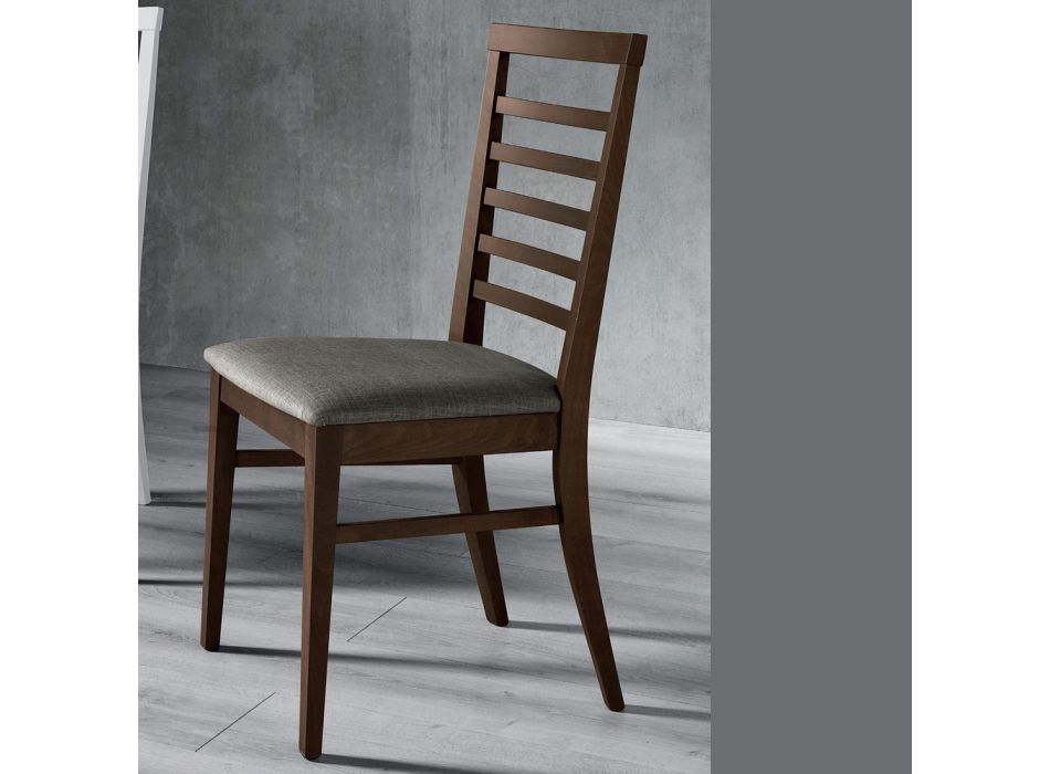 Dřevěná kuchyňská židle a sedák z italské designové látky - Jeanine Viadurini