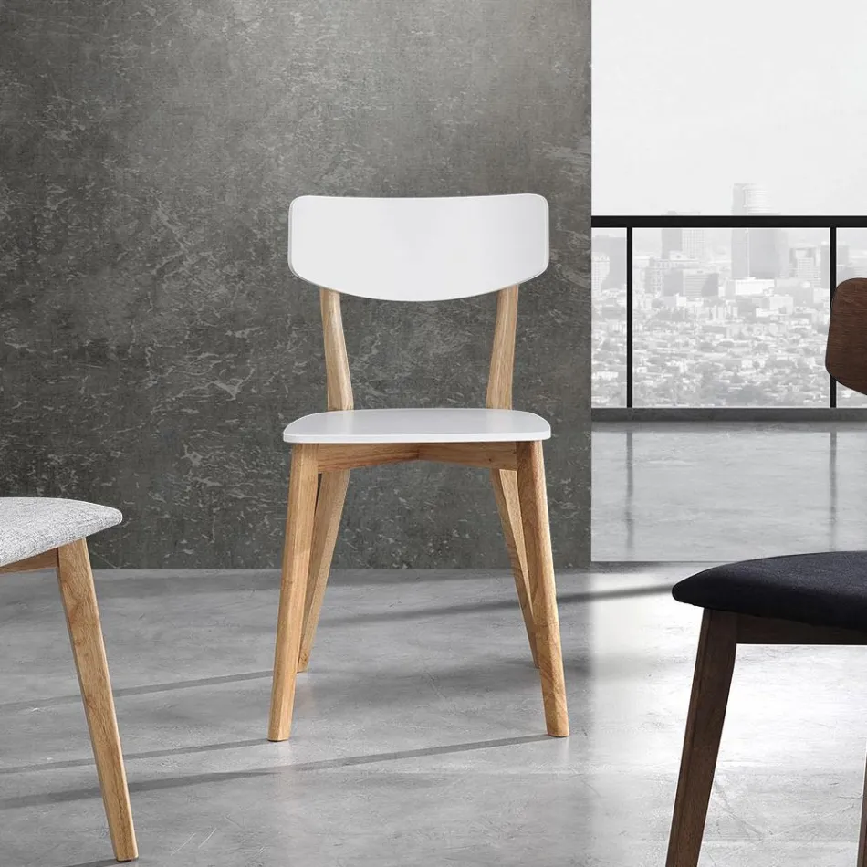 Kuchyňská židle z masivního bílého a dubového mořeného dřeva 2 kusy - Tonino Viadurini