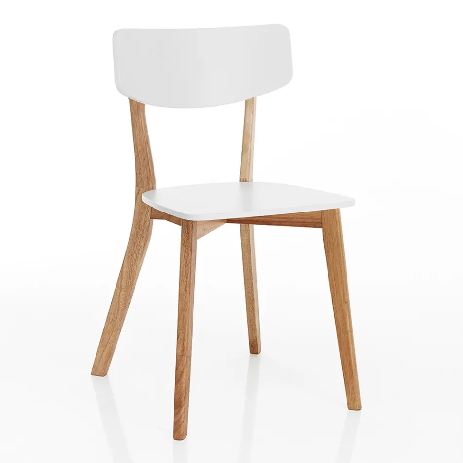 Kuchyňská židle z masivního bílého a dubového mořeného dřeva 2 kusy - Tonino Viadurini