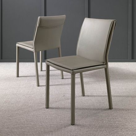 Kovová kuchyňská židle potažená kůží 2 kusy Made in Italy - Morfeo Viadurini