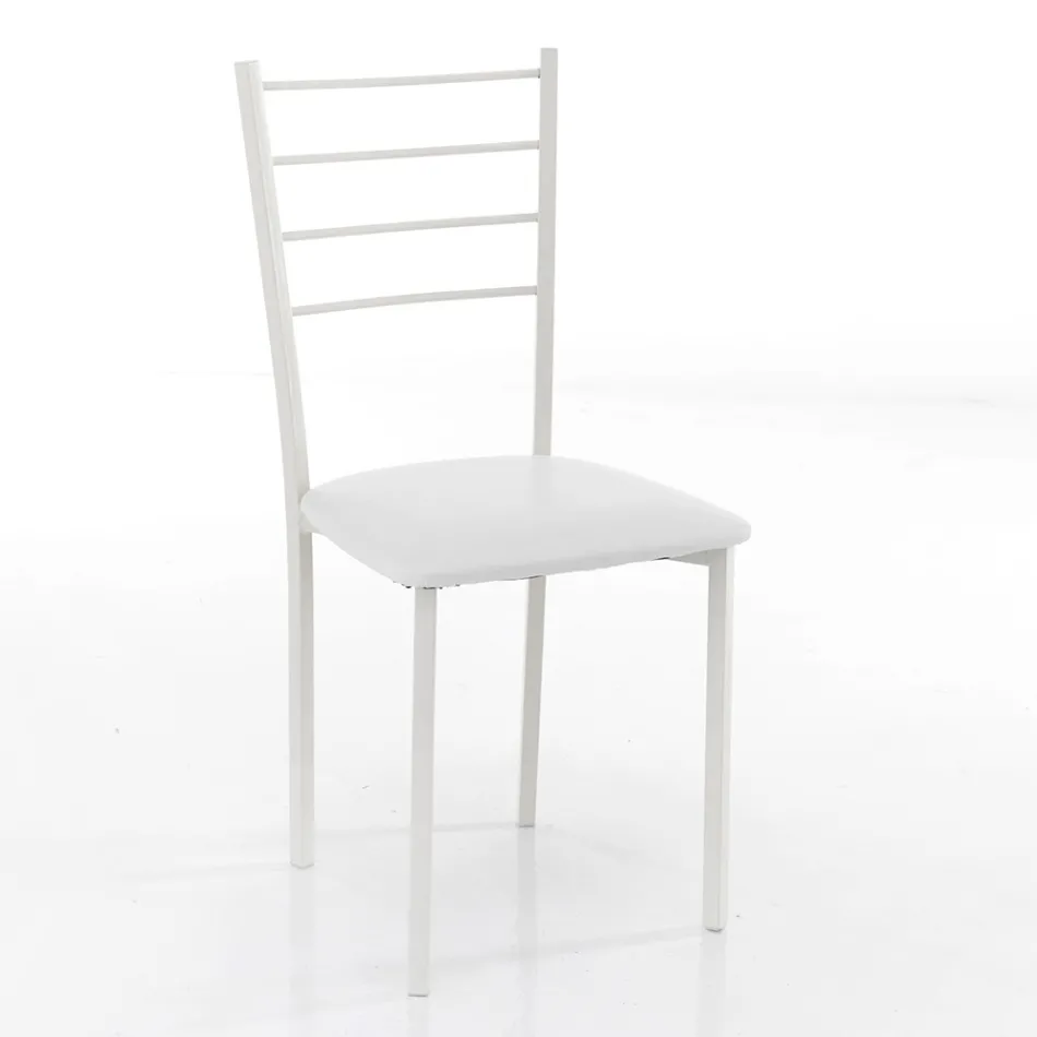 Kuchyňská židle ze syntetické kůže a lakovaného kovu 4 kusy - Remida Viadurini