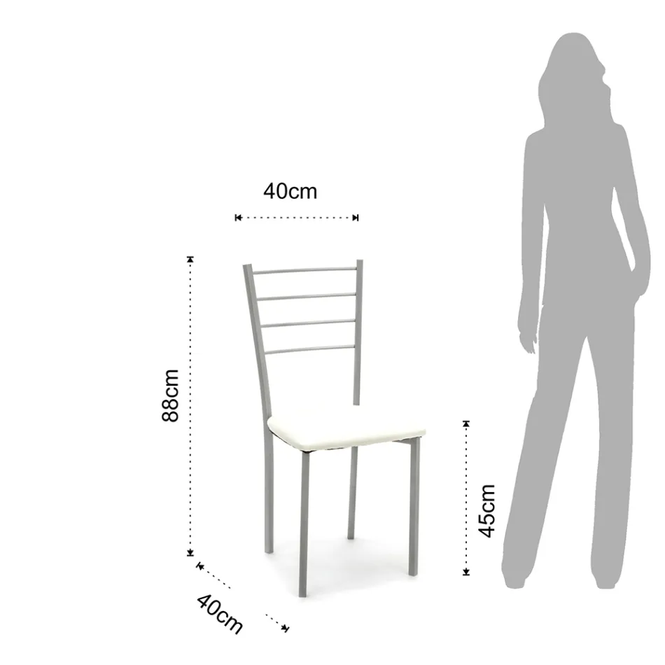 Kuchyňská židle ze syntetické kůže a lakovaného kovu 4 kusy - Remida Viadurini