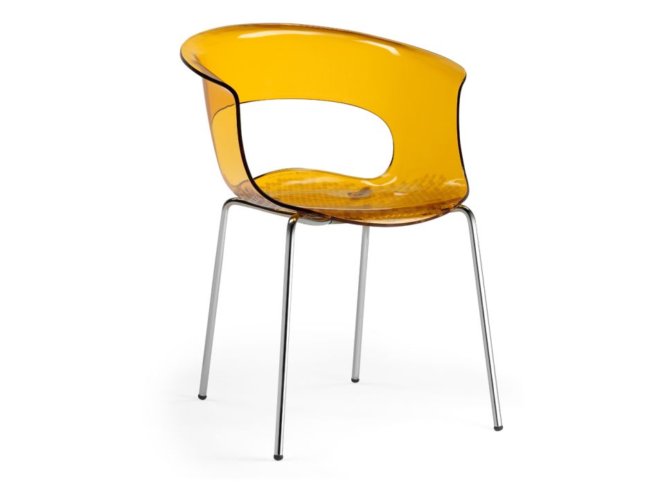Kuchyňská židle z polykarbonátu a oceli Made in Italy 4 kusy – hnědá Viadurini