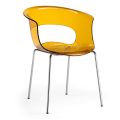 Kuchyňská židle z polykarbonátu a oceli Made in Italy 4 kusy – hnědá