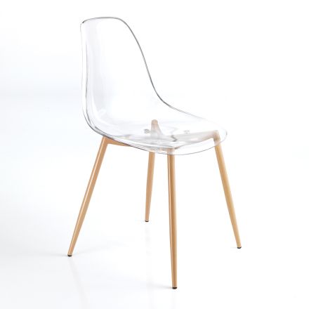 Kuchyňská židle z průhledného polykarbonátu a oceli 4 kusy - Zadina Viadurini