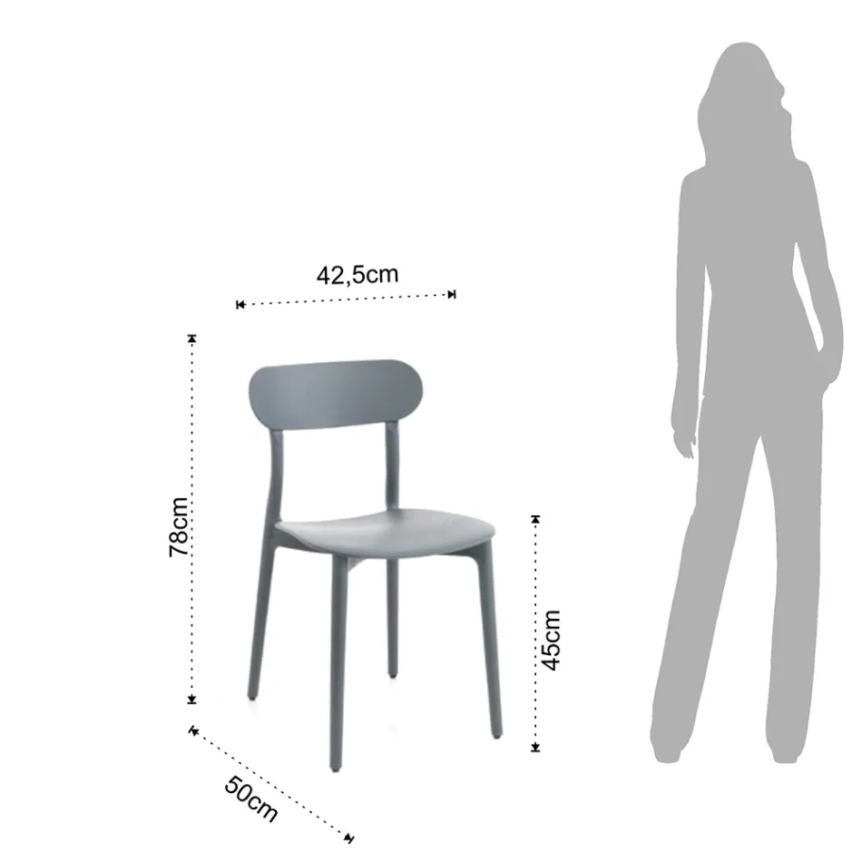 Kuchyňská židle v bílé nebo matně šedém polypropylenu 4 kusy - Milán Viadurini