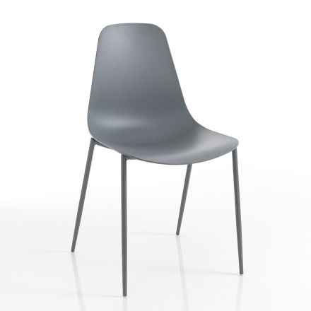 Kuchyňská židle z polypropylenu s ocelovými nohami 4 kusy - Pinga Viadurini