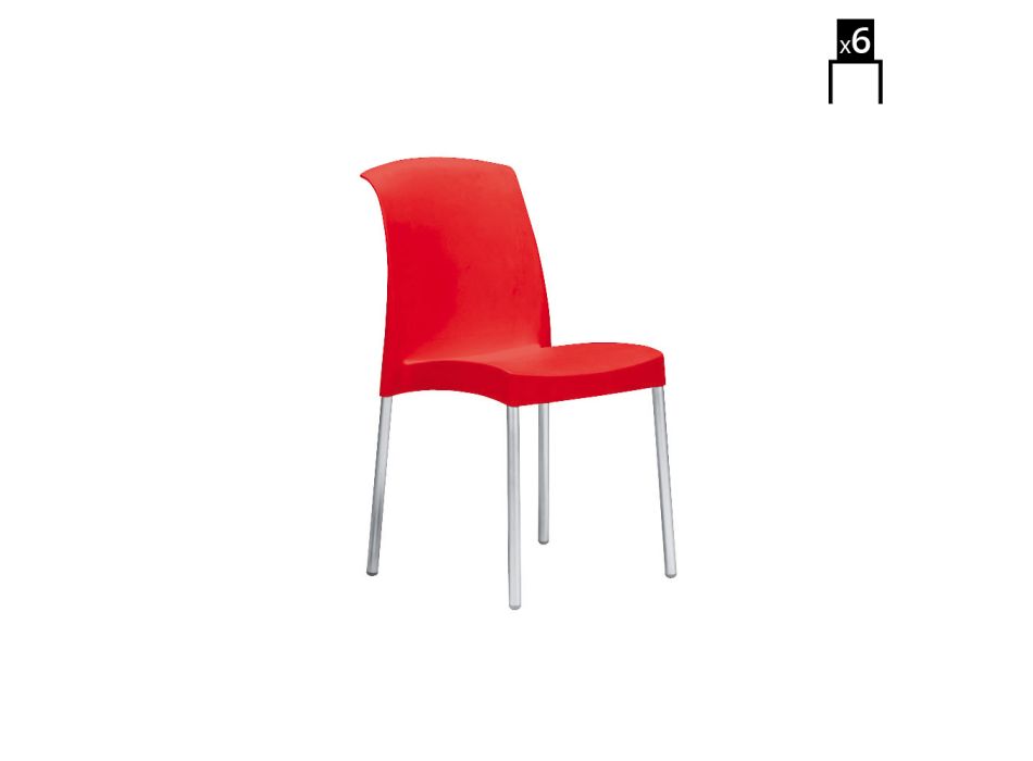 Kuchyňská židle Technopolymer Made in Italy 6 kusů - Fernanda Viadurini