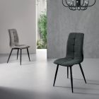 Látková kuchyňská židle se 4dílnou černou kovovou základnou - Menegildo Viadurini