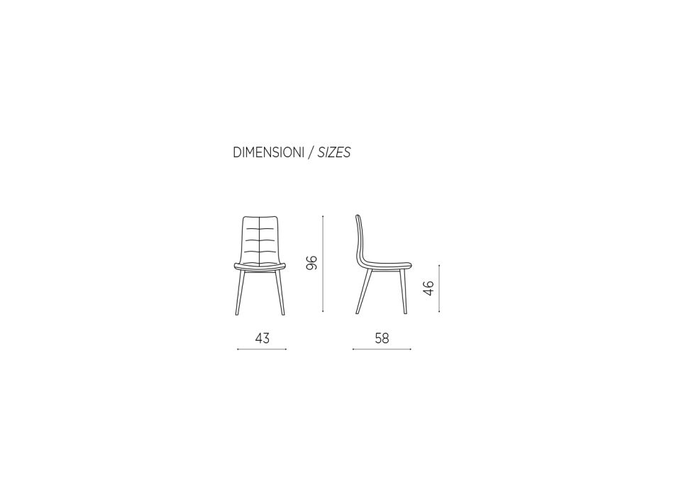 Látková kuchyňská židle se 4dílnou černou kovovou základnou - Menegildo Viadurini