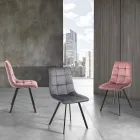 Látková kuchyňská židle s černými kovovými nohami 4 kusy – světle modrá Viadurini