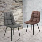 Látková kuchyňská židle s černými kovovými nohami 4 kusy – světle modrá Viadurini