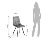 Látková kuchyňská židle s černými kovovými nohami 4 kusy – světle modrá Viadurini