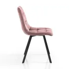 Látková kuchyňská židle s černými kovovými nohami 4 kusy – světle modrá Viadurini